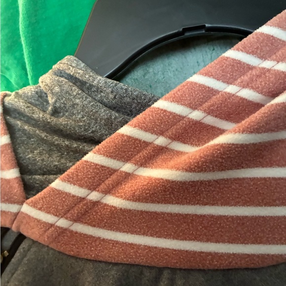 Hooded Pullover Top in Pink Stripe and Charcoal - Picture 3 of 5